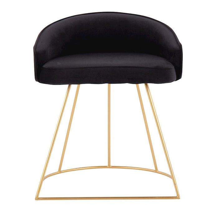LumiSource Canary Upholstered Vanity Stool, Gold/Black