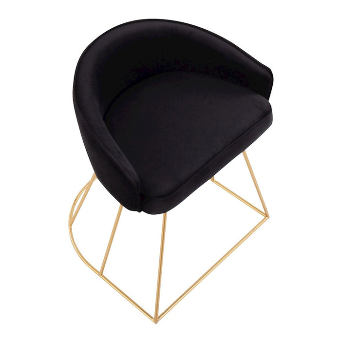LumiSource Canary Upholstered Vanity Stool, Gold/Black