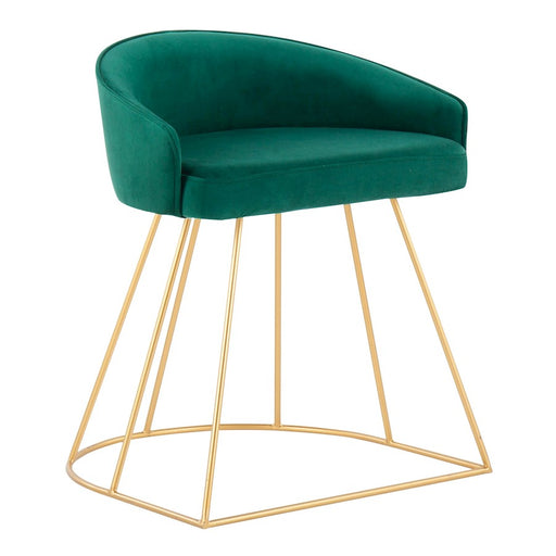 LumiSource Canary Upholstered Vanity Stool, Gold/Green - B18-CANARYUPAUVGN