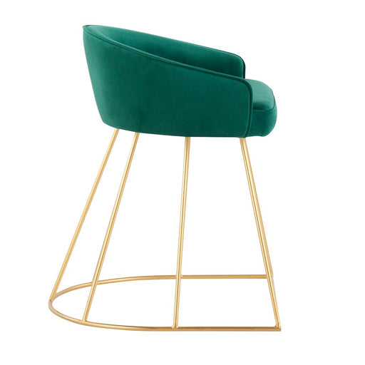 LumiSource Canary Upholstered Vanity Stool, Gold/Green