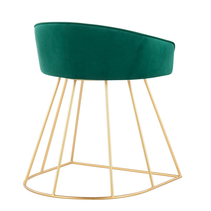 LumiSource Canary Upholstered Vanity Stool, Gold/Green
