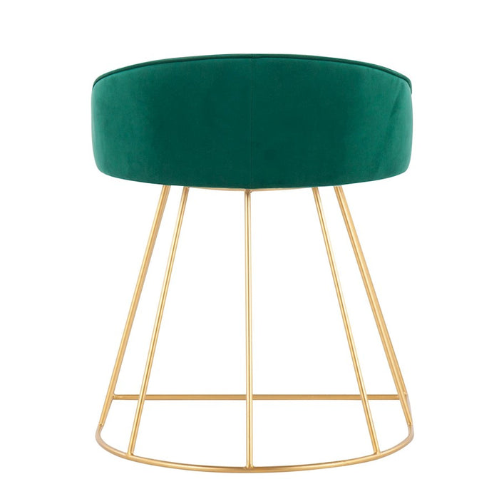 LumiSource Canary Upholstered Vanity Stool, Gold/Green