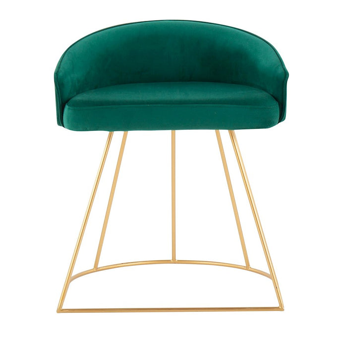 LumiSource Canary Upholstered Vanity Stool, Gold/Green