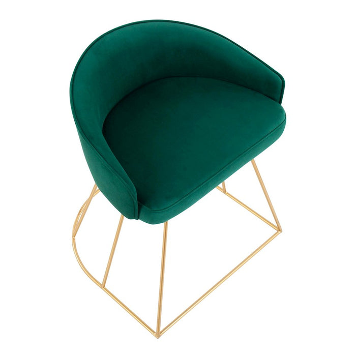 LumiSource Canary Upholstered Vanity Stool, Gold/Green