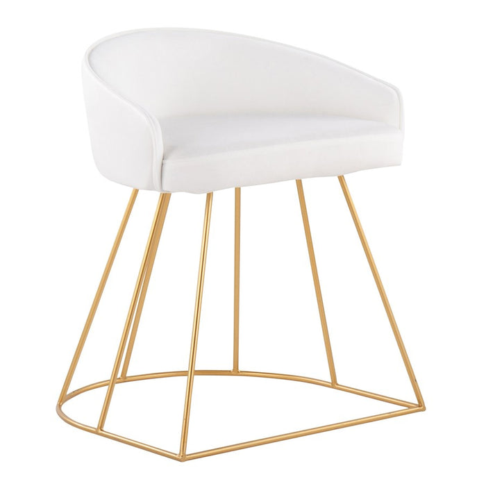 LumiSource Canary Upholstered Vanity Stool, Gold/White - B18-CANARYUPAUVW