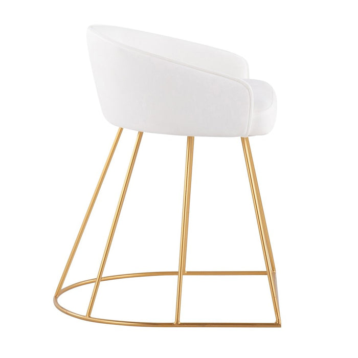 LumiSource Canary Upholstered Vanity Stool, Gold/White