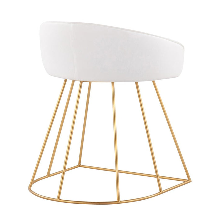 LumiSource Canary Upholstered Vanity Stool, Gold/White