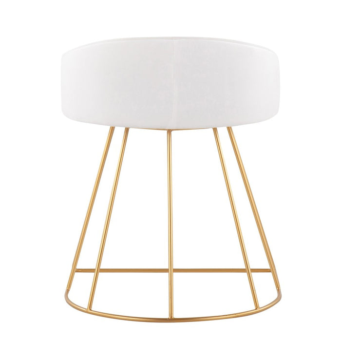 LumiSource Canary Upholstered Vanity Stool, Gold/White