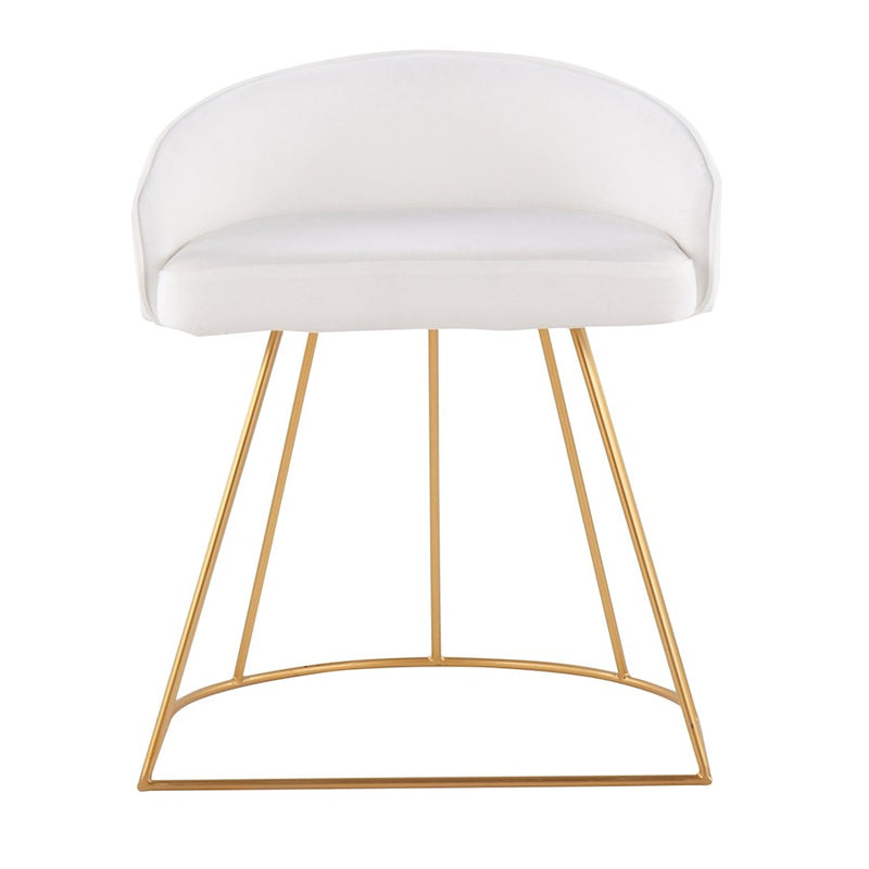 LumiSource Canary Upholstered Vanity Stool, Gold/White