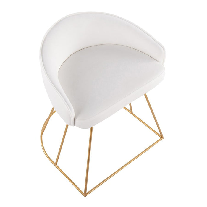 LumiSource Canary Upholstered Vanity Stool, Gold/White