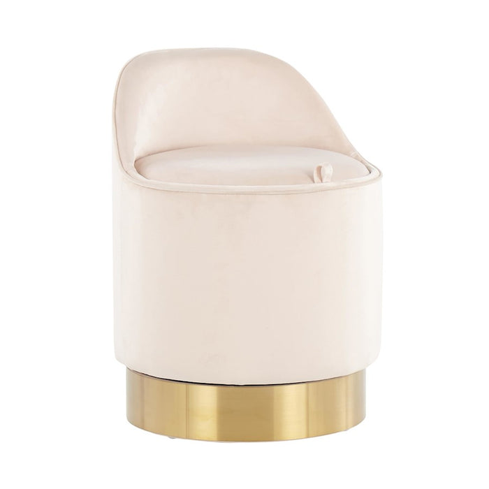 LumiSource Marla Vanity Stool in Gold Steel/Cream Velvet - B18-MARLAAUVCR