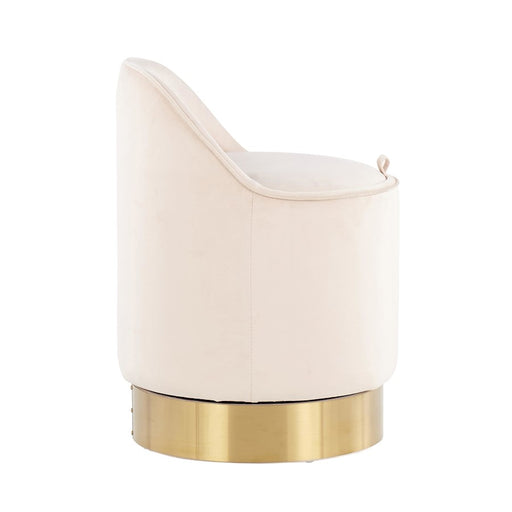 LumiSource Marla Vanity Stool in Gold Steel/Cream Velvet