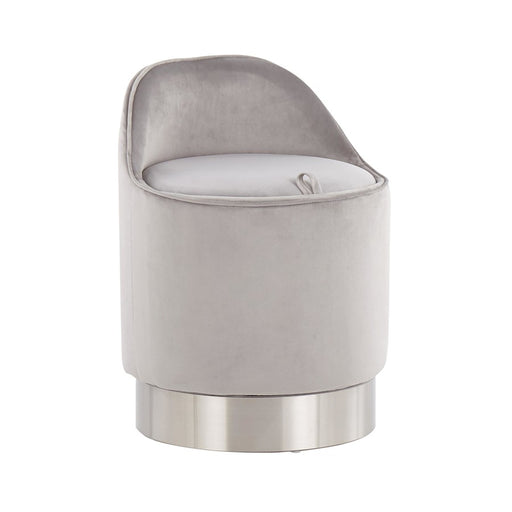 LumiSource Marla Vanity Stool in Chrome/Silver Velvet - B18-MARLAVSV