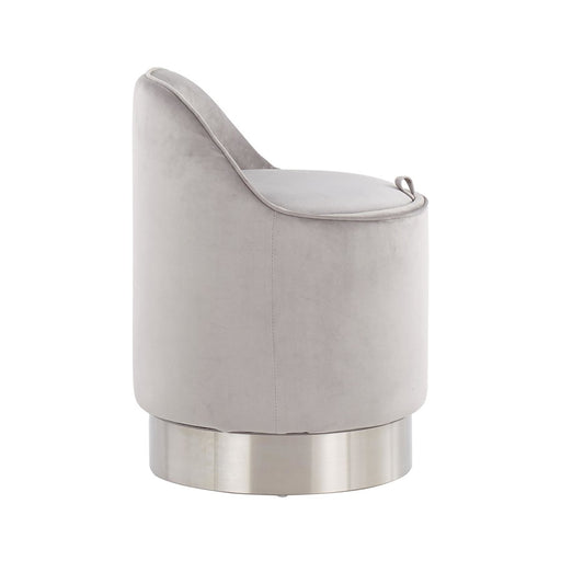 LumiSource Marla Vanity Stool in Chrome/Silver Velvet