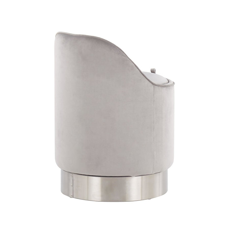 LumiSource Marla Vanity Stool in Chrome/Silver Velvet