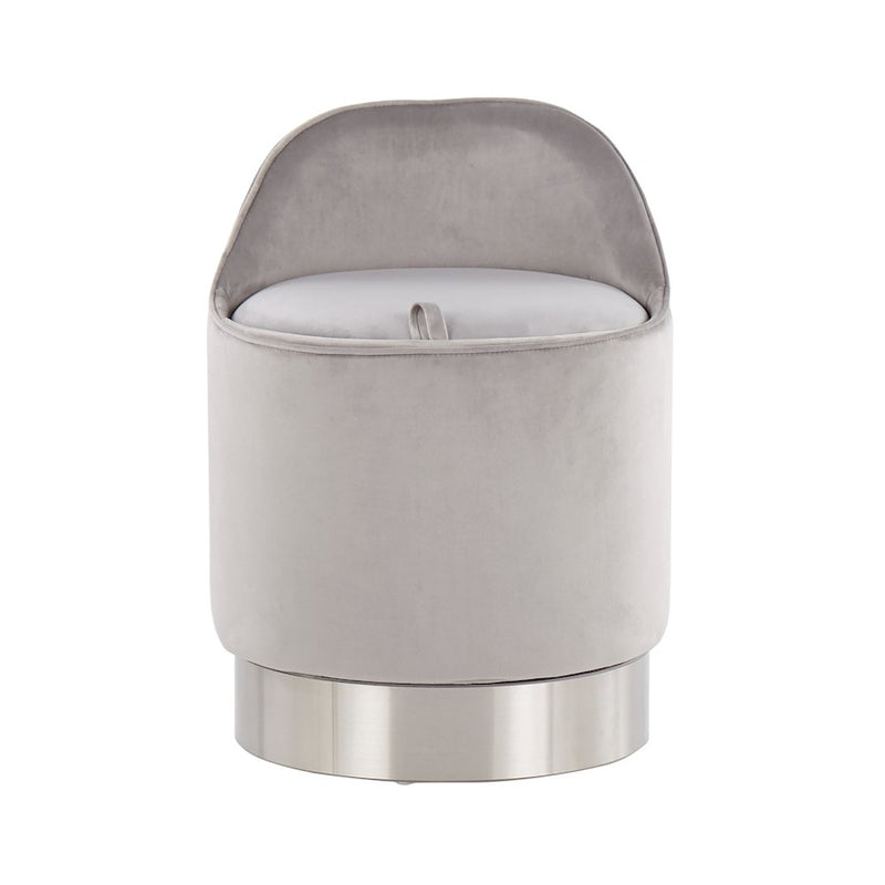 LumiSource Marla Vanity Stool in Chrome/Silver Velvet