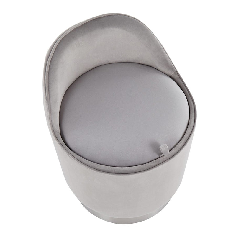 LumiSource Marla Vanity Stool in Chrome/Silver Velvet