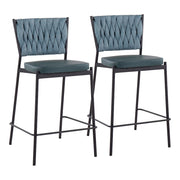 LumiSource Braided Tania Counter Stool, Set/2, Black/Green - B24-BRAIDTANIABKGN2