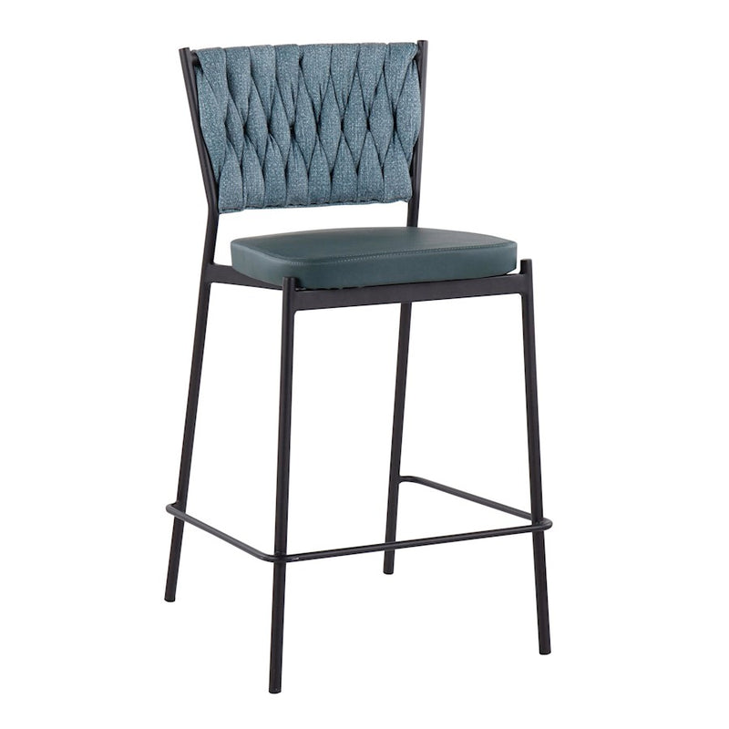 LumiSource Braided Tania Counter Stool, Set of 2, Black/Green