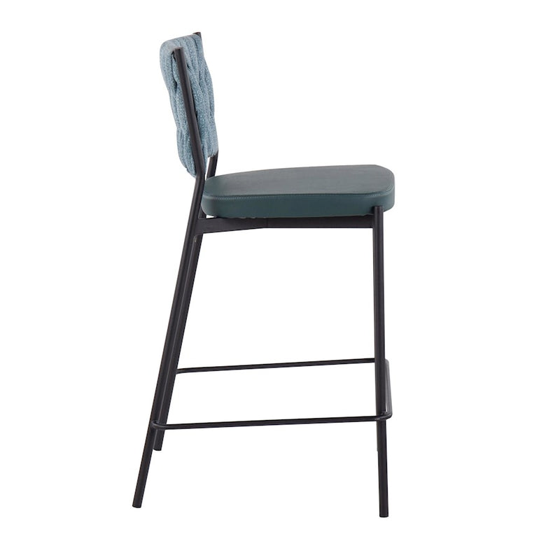LumiSource Braided Tania Counter Stool, Set of 2, Black/Green