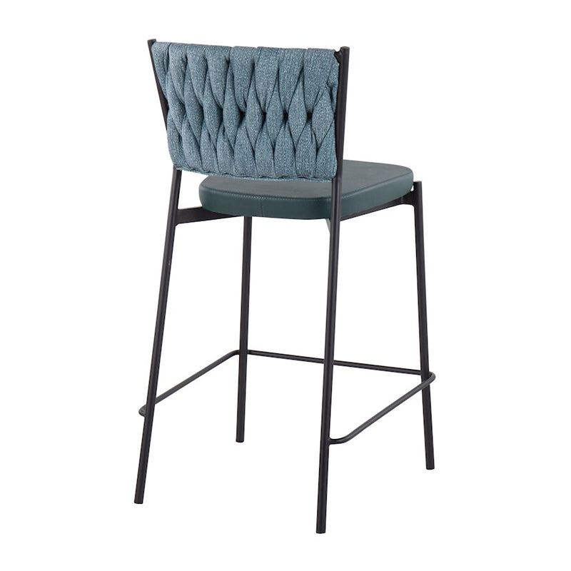 LumiSource Braided Tania Counter Stool, Set of 2, Black/Green