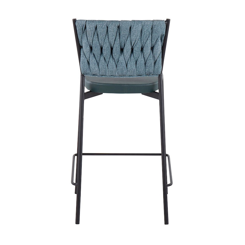 LumiSource Braided Tania Counter Stool, Set of 2, Black/Green