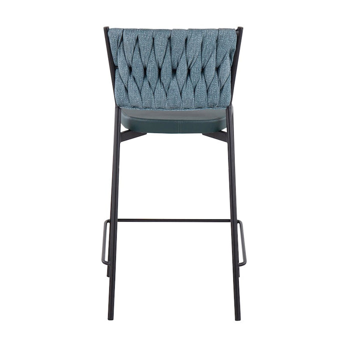 LumiSource Braided Tania Counter Stool, Set of 2, Black/Green