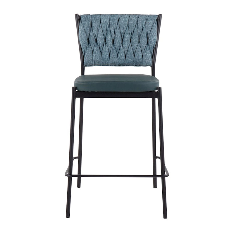 LumiSource Braided Tania Counter Stool, Set of 2, Black/Green