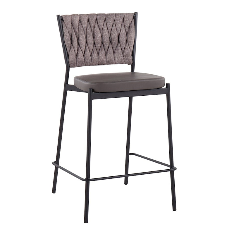 LumiSource Braided Tania Counter Stool, Set of 2, Black/GY/BW
