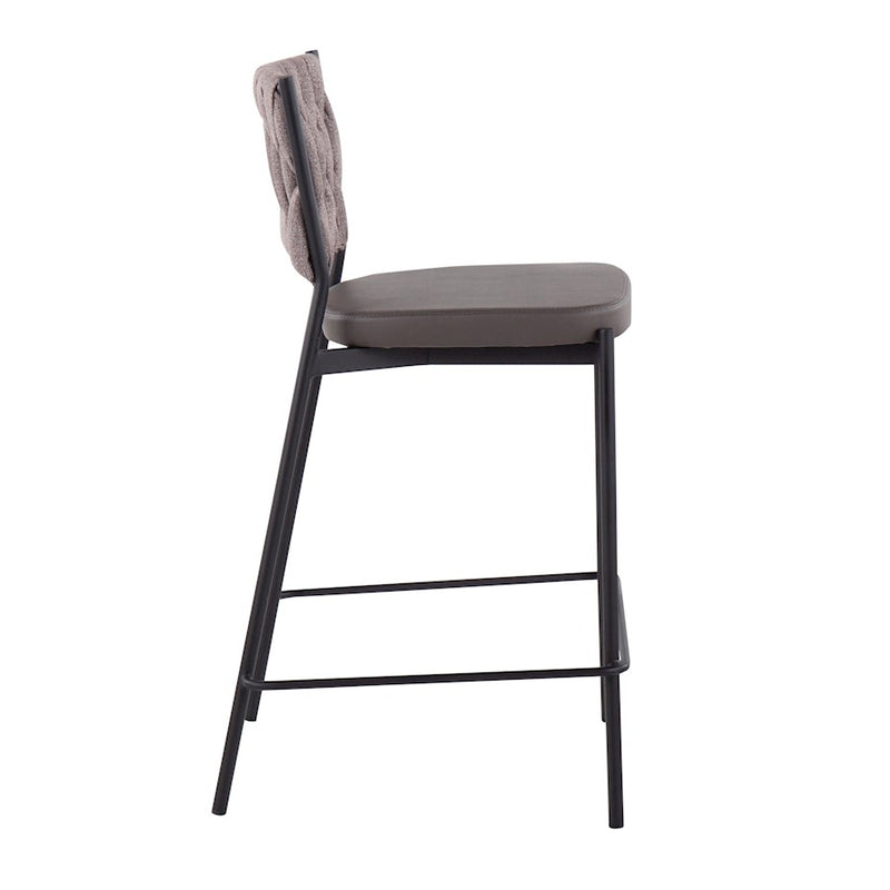 LumiSource Braided Tania Counter Stool, Set of 2, Black/GY/BW