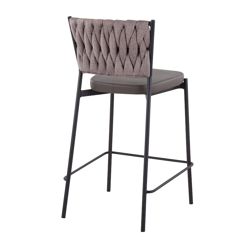 LumiSource Braided Tania Counter Stool, Set of 2, Black/GY/BW