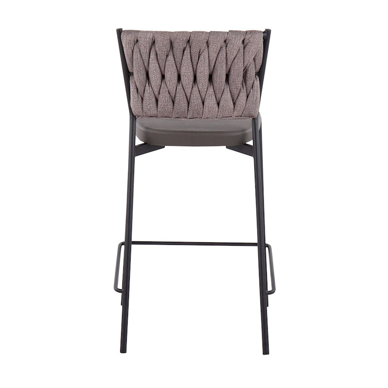 LumiSource Braided Tania Counter Stool, Set of 2, Black/GY/BW