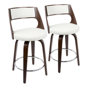 LumiSource Cecina 24.5'' Counter Stool, Set/2, CH/WH/CH - B24-CECINA2-SWVRCHW2