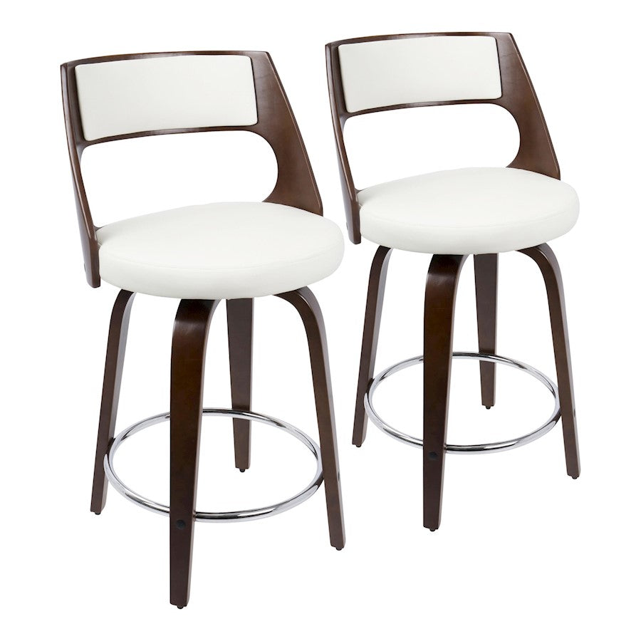 LumiSource Cecina 24.5'' Counter Stool, Set/2, CH/WH/CH - B24-CECINA2-SWVRCHW2