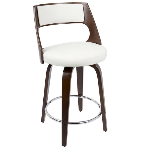LumiSource Cecina 24.5'' Counter Stool, Set of 2, CH/WH/Chrome