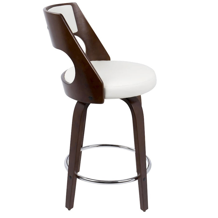 LumiSource Cecina 24.5'' Counter Stool, Set of 2, CH/WH/Chrome