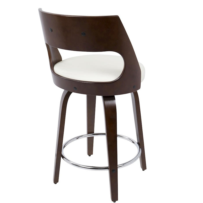 LumiSource Cecina 24.5'' Counter Stool, Set of 2, CH/WH/Chrome