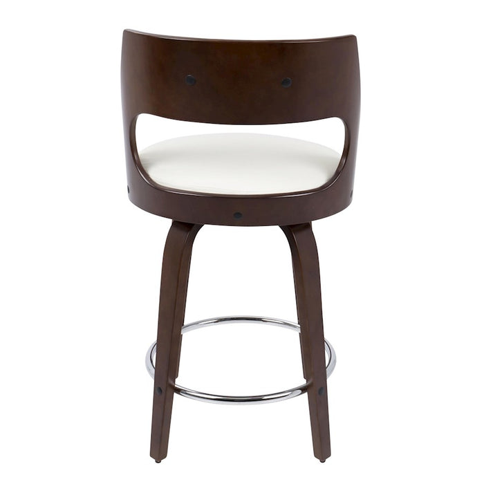 LumiSource Cecina 24.5'' Counter Stool, Set of 2, CH/WH/Chrome