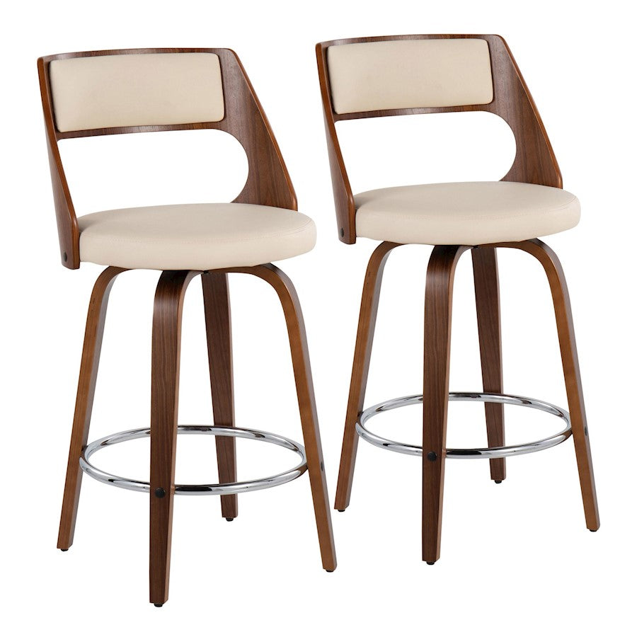 LumiSource Cecina 24.5'' Counter Stool, Set/2, Wal/CM/CH - B24-CECINA2-SWVRWLCR2