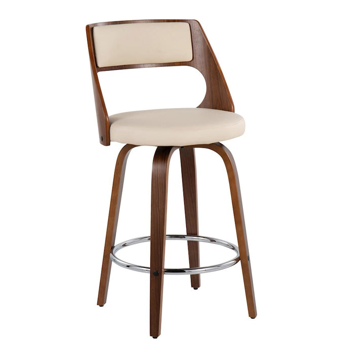 LumiSource Cecina 24.5'' Counter Stool, Set of 2, Wal/CM/Chrome