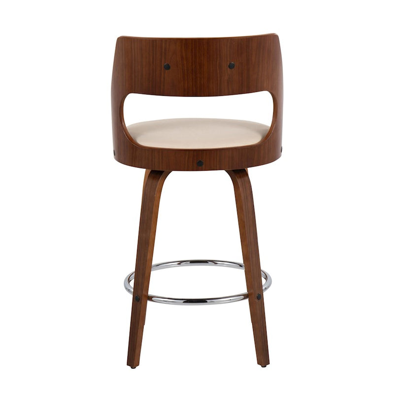 LumiSource Cecina 24.5'' Counter Stool, Set of 2, Wal/CM/Chrome
