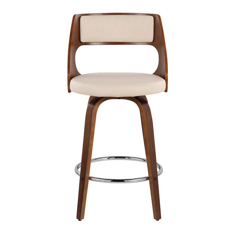 LumiSource Cecina 24.5'' Counter Stool, Set of 2, Wal/CM/Chrome