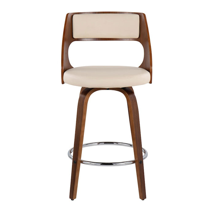 LumiSource Cecina 24.5'' Counter Stool, Set of 2, Wal/CM/Chrome