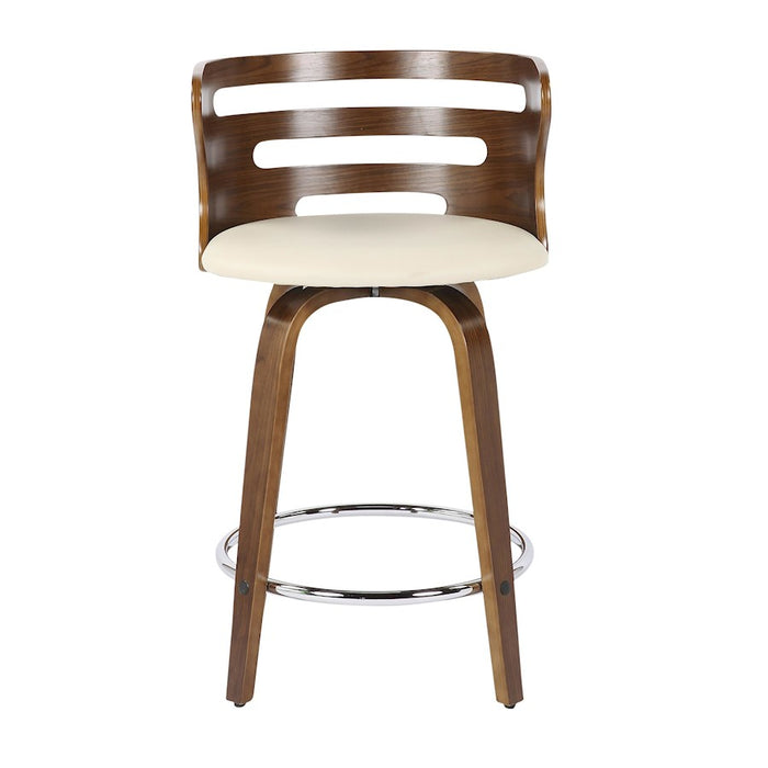 LumiSource Cosini Counter Stool, Set of 2, Walnut/Cream/Chrome