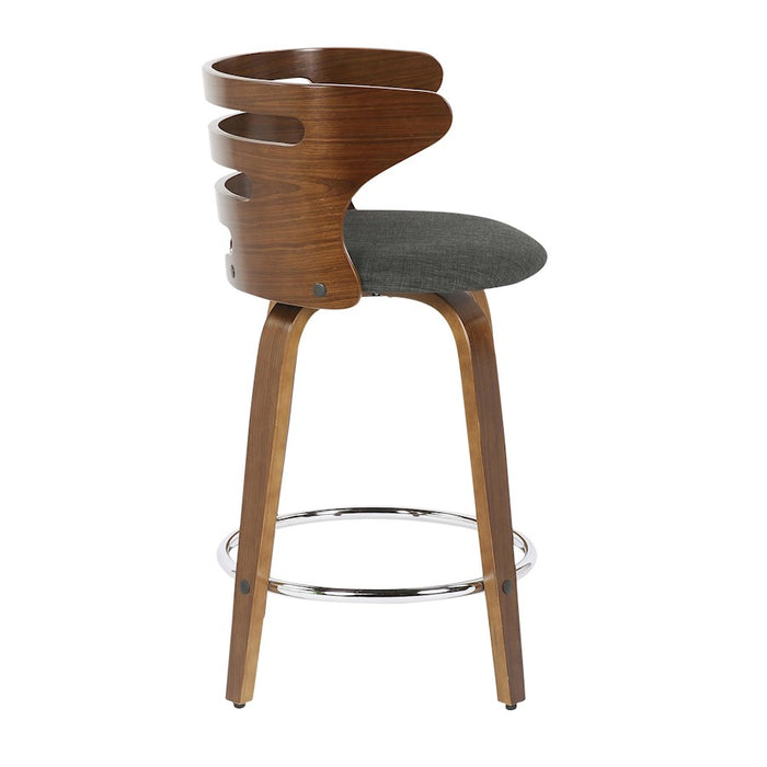 LumiSource Cosini Counter Stool, Set of 2, Wal/Charcoal/Chrome
