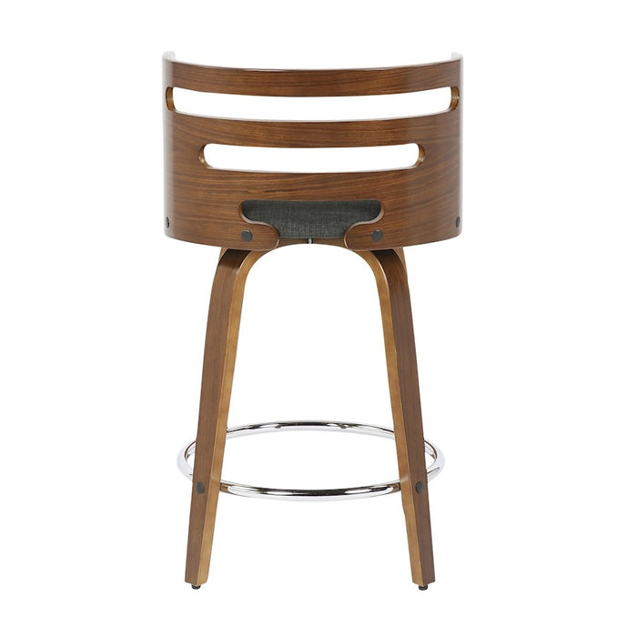 LumiSource Cosini Counter Stool, Set of 2, Wal/Charcoal/Chrome