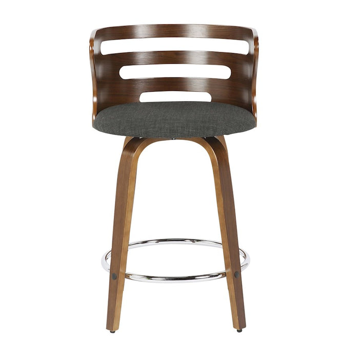 LumiSource Cosini Counter Stool, Set of 2, Wal/Charcoal/Chrome