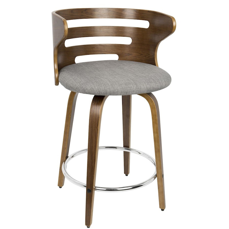 LumiSource Cosini 24" Counter Stool, Set/2, WAL/GY/CH