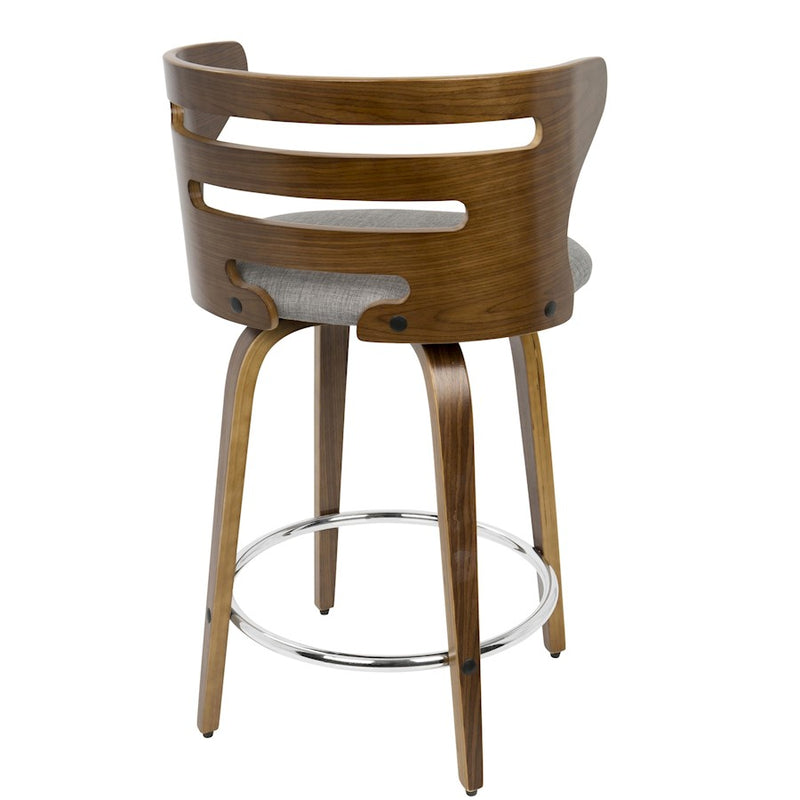 LumiSource Cosini 24" Counter Stool, Set/2, WAL/GY/CH