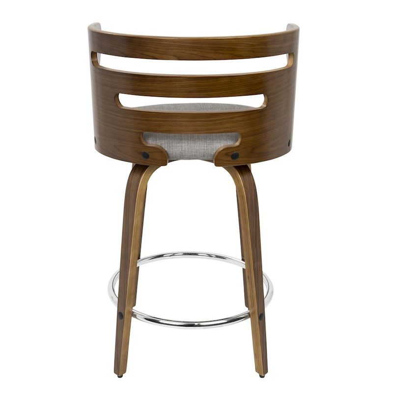 LumiSource Cosini 24" Counter Stool, Set/2, WAL/GY/CH